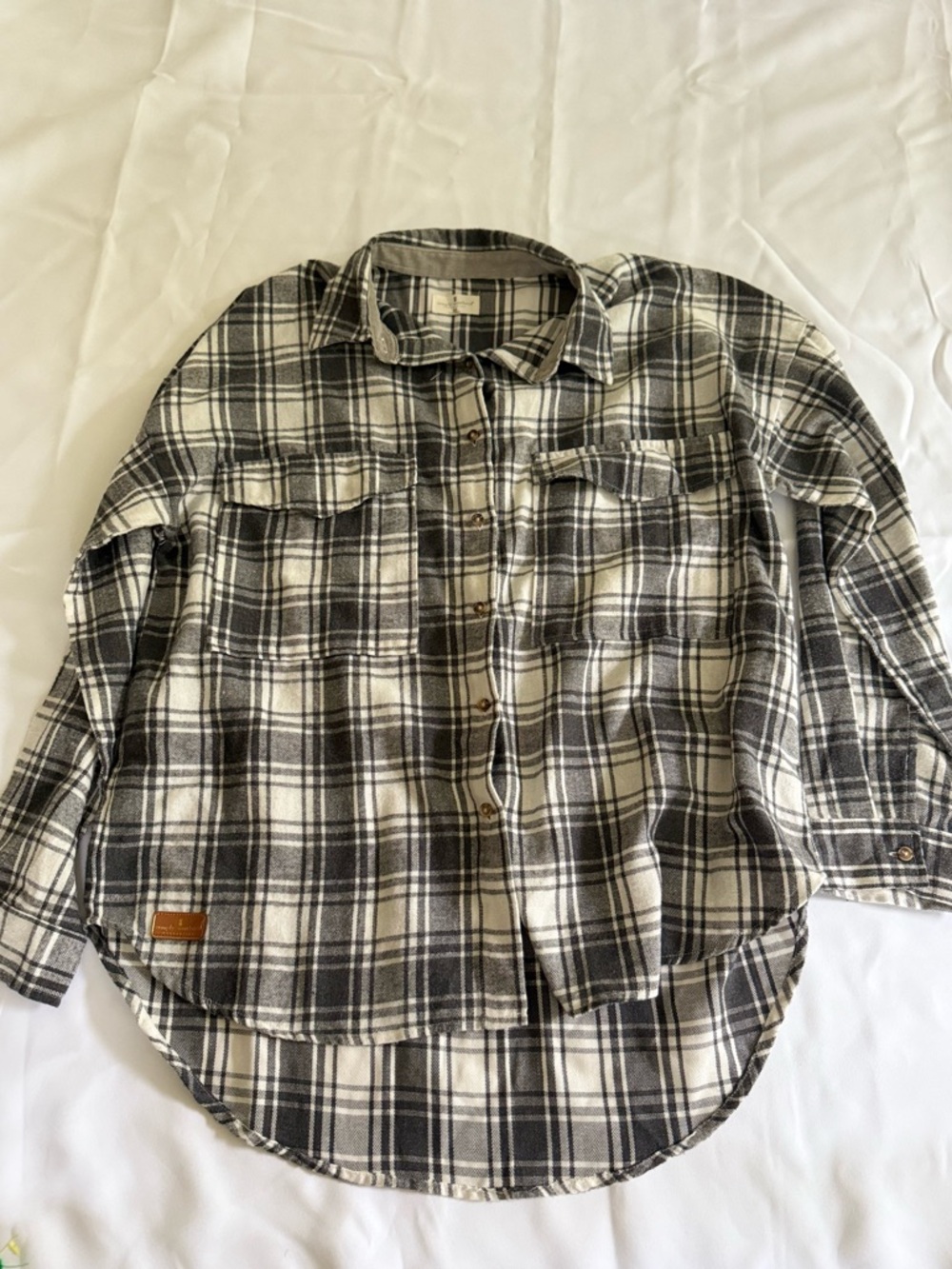 Simply Southern Black and White Plaid Button-Down Shirt